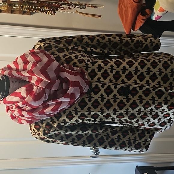 HBA Chic Women's Heart Pattern, Fall Colors Blazer, 3/4 Inch Sleeve, Size M/L - Picture 7 of 12